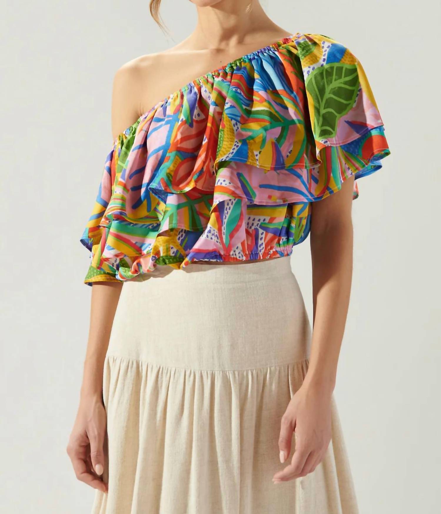 New Sugarlips Nadine One Shoulder Ruffle Blouse